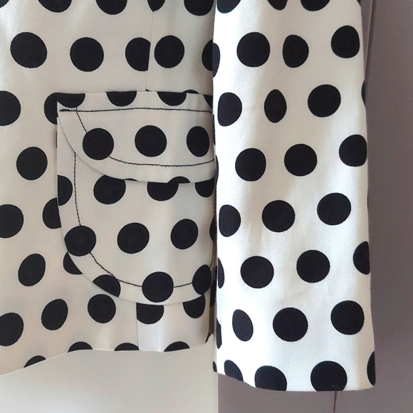 Talbots Petites White and Black Polka Dot Silk Blend Blazer Size 4P - Picture 5 of 16